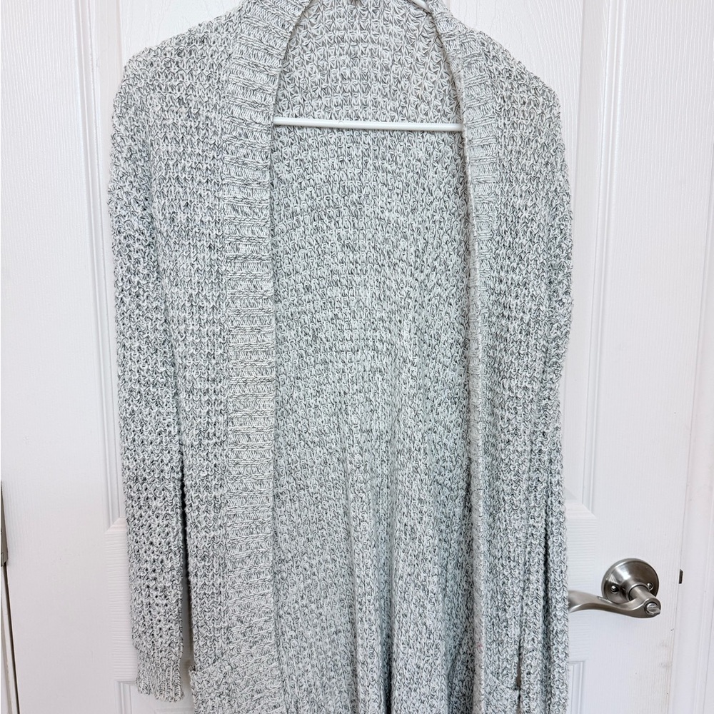 Express Light Gray Open-Front Cardigan